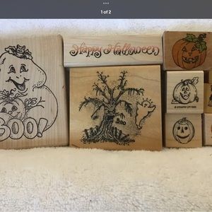 Halloween Wood Mounted & Foam Stamps 9 Various Sizes Various Brands New & Used